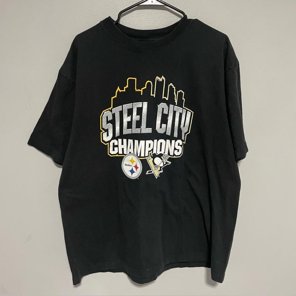 Reebok Pittsburgh Steel City Champions Black T-Shirt men’s size XL